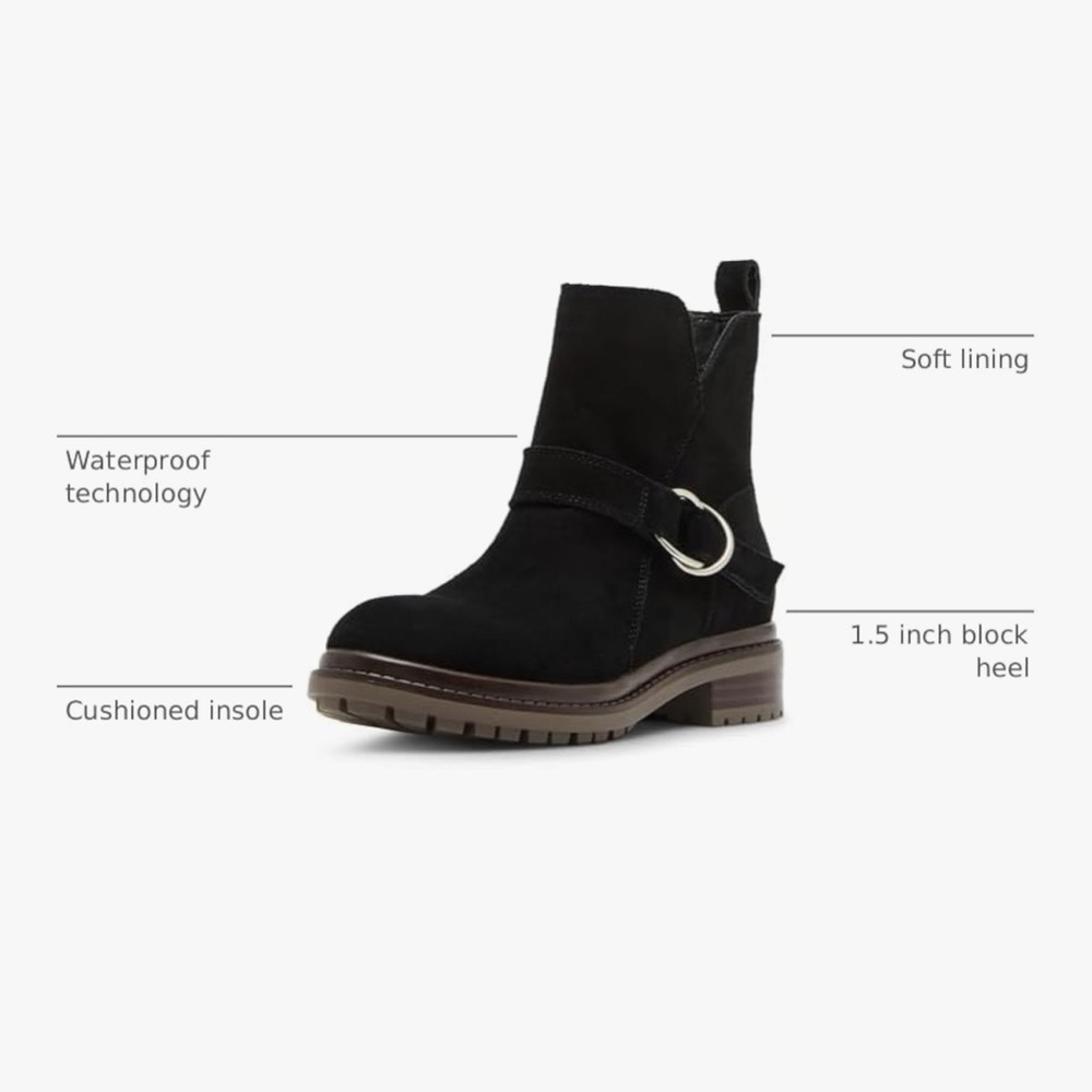 NWT Blondo Renae Waterproof Bootie in Black Suede with Leather Upper
